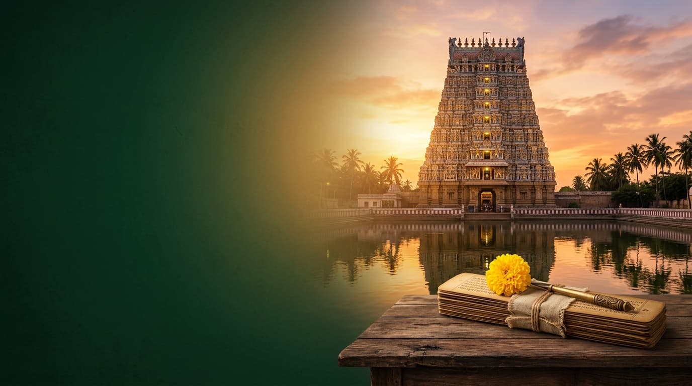 Authentic Vaitheeswaran Koil Nadi Astrology with Palm Leaves and Temple Pond